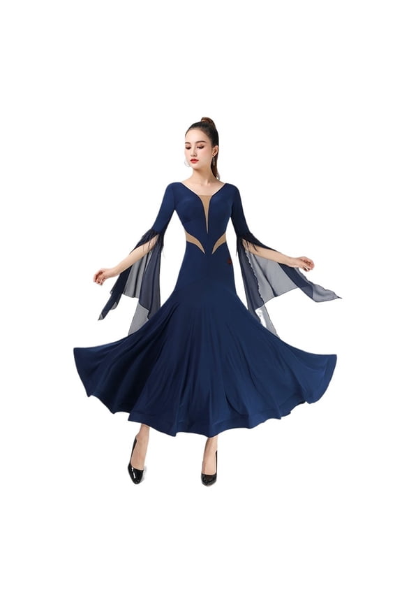 Ballroom Dance Dress For Women National Standard Waltz Swing Floating Sleeve Modern Performance Costume