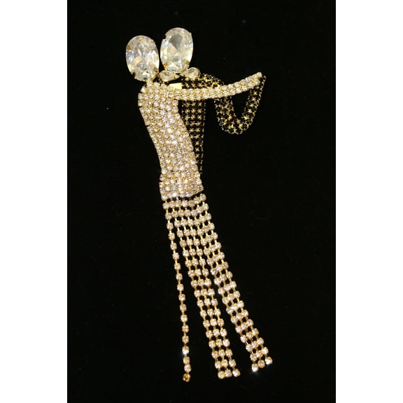 Ballroom Dancers Pin CZECH-style Rhinestones Dancing Couple Dancers Brooch Waltzing Art Deco