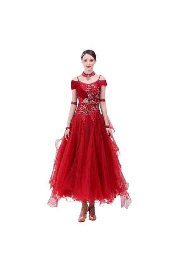 Ballroom Dress for Women. Standard for ballroom dance competition. Viennese Waltz dress.