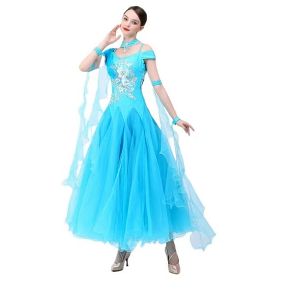 Ballroom Dress for Women. Standard for ballroom dance competition. Viennese Waltz dress.