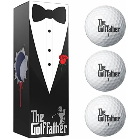 Balls - The Golf Father Edition - Funny Joke Gift for Dad Golfers - Sleeve of 3 Tournament Golf Balls - Perfect Gag Gift for Fathers Day, Birthdays, Grandpa