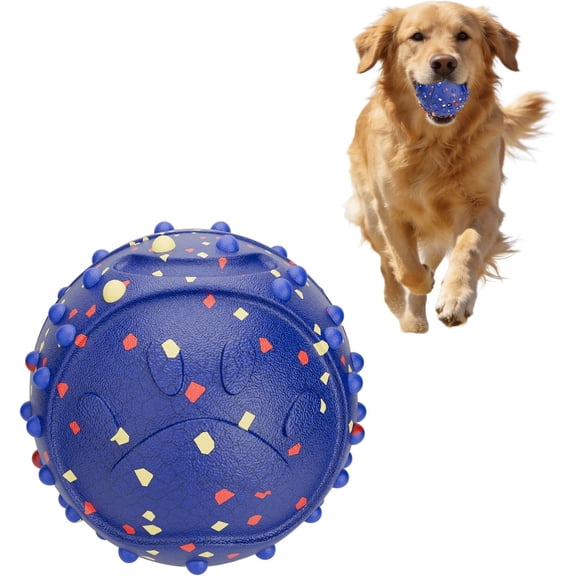 Balls with , Indestructible   Ball for Aggressive Chewers, Durable High Elasticity Interactive Ball for   Catch and Fetch, Large Medium Small  (3in, Blue)