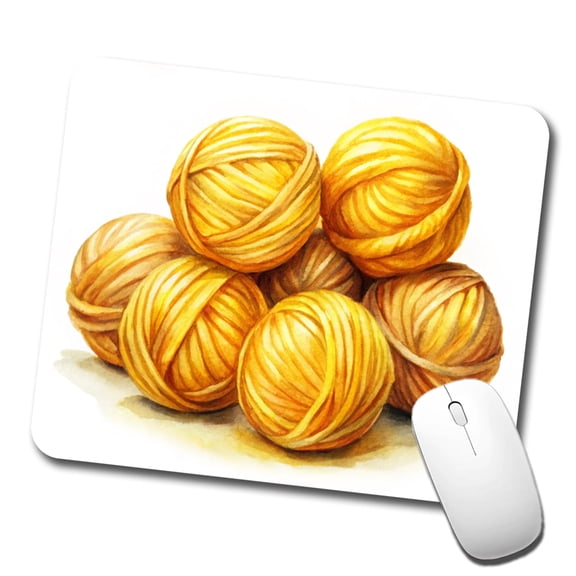 Balls Of Yellow Yarn Knitting Crochet Watercolor Mouse Pad Low Profile Gaming Mat
