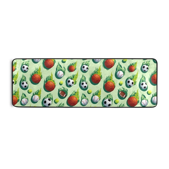 Balls Pattern Runner Rug 24x72 Inch Cushioned Non Slip Soft Absorbent Floor Mat