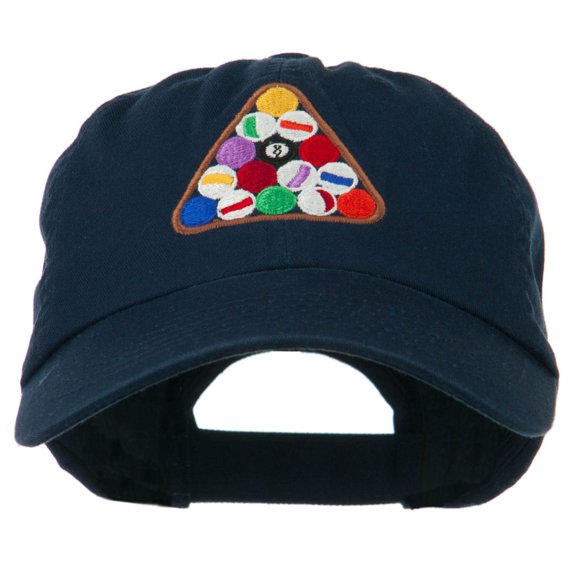 Balls Pool Rack Embroidered Low Profile Washed Cap - Navy OSFM