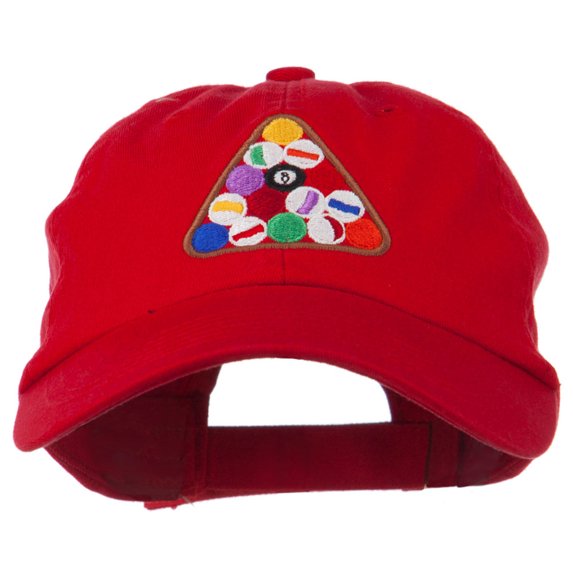 Balls Pool Rack Embroidered Low Profile Washed Cap - Red OSFM