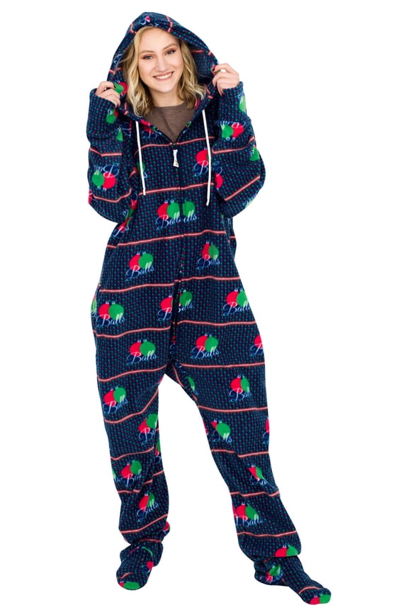 Balls Ugly Christmas Lazy Black Pajama Suit with Hood