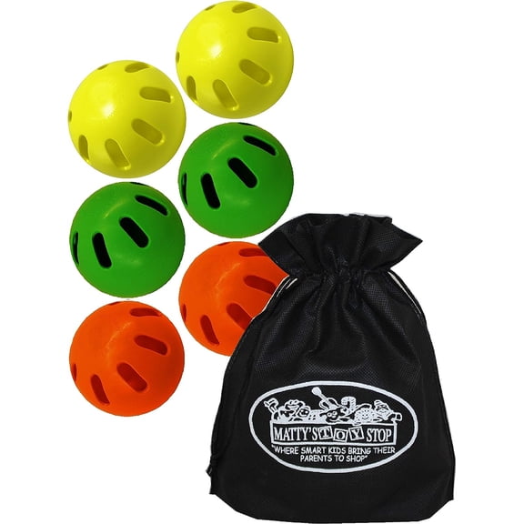Balls Yellow, Green & Orange Official Size Baseballs Bundle with Storage Bag - 6 Pack