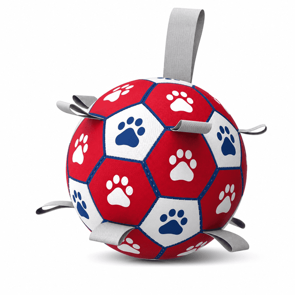 Balls for Dogs with Straps - 6 Inch Dog Toy Balls for Small Medium Dogs, Outdoor & Water Fetch Toy for Birthday, Red