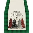 thumbnail image 1 of BallsFHK 13x72 Inch Mode Waterclor Plaid Christmas Trees Merry Xmas Table Runner, Seasonal Winter Holiday Kitchen Dining Table Christmas Decoration For Indoor Home Party, 1 of 3