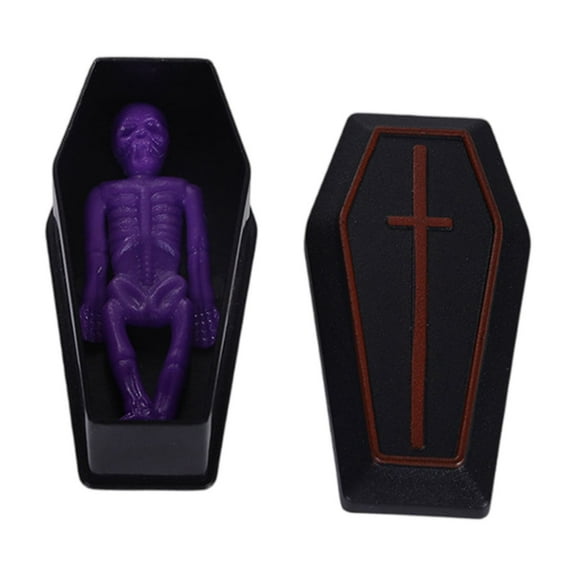 BallsFHK 1set Miniature Coffin Skeleton Halloween Decoration Prank Props For Parties Spooky Home Decor Fun Halloween Ornaments For Gatherings And Events