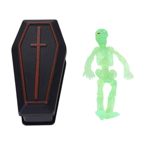 BallsFHK 1set Miniature Coffin Skeleton Halloween Decoration Prank Props For Parties Spooky Home Decor Fun Halloween Ornaments For Gatherings And Events