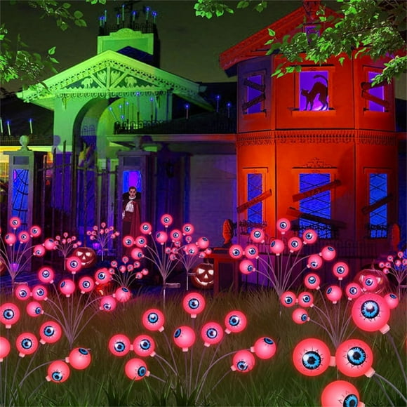 BallsFHK 2025 New Solar Powered String Eyeball Lamp Halloween Ghost Eye Ground Lamp Outdoor Courtyard Holiday Party Decoration
