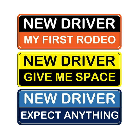BallsFHK 3 Pieces Magnetic Car Stickers, Student Driver Magnetic Safety Sign Student Driver Sticker Supplies For Car Accessories Bumper Removable Novice Driver Sticker