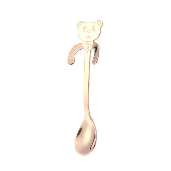 BallsFHK 304 Stainless Steel Wall-mounted Bear Spoon Coffee Hanging Cup Spoon Dessert Spoon Small Spoon Stirring Hanging Mug Ice Spoon