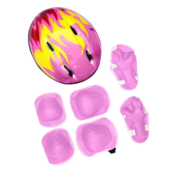 BallsFHK 7Pcs/Set Children Helmet Breathable Shockproof Knee Elbow Wrist Pads Circling Helmet For Beginners