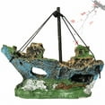 thumbnail image 1 of BallsFHK Aquarium Fish Tank Pirate Ship Wreck Ship Decor Resin Ornament, 1 of 5