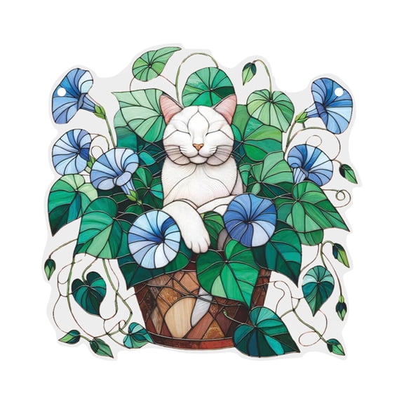 BallsFHK Art Flower Painted Window Decoration Hanging Acrylic Window Decoration Hanging, Creative Lighting Craft Pendant Light Home Decoration Hanging