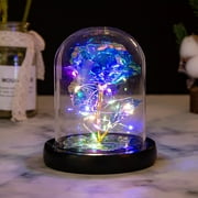 BallsFHK Artificial Rose Flowers Glass Rose LED Light Gift for Valentine's Day