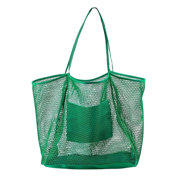 BallsFHK Beach Bags For Women, Summer Travel Mesh Tote Bag With Large Inner Pocket, Sandproof Woven Shoulder Handbag