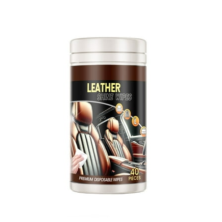 BallsFHK Car Leather Cleaning Wipes, Gloss Maintenance, Quick Decontamination, Car Leather Special Cleaning Wipes（40pc）