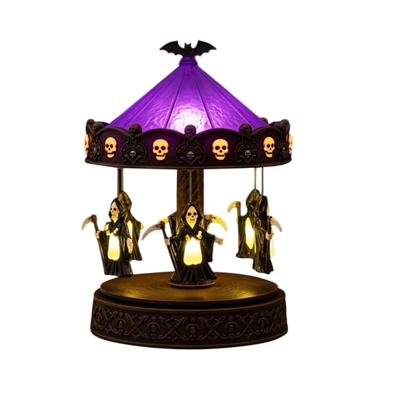 BallsFHK Carousel Light - Halloween Horror Reading Light, Halloween Night Light, Vintage Carousel Decoration
