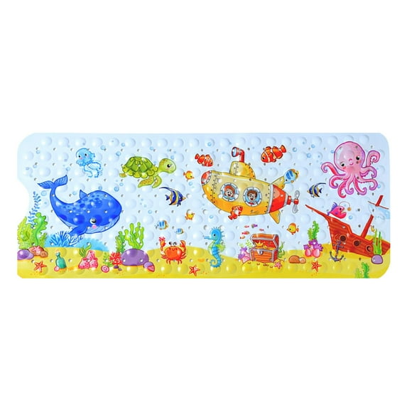 BallsFHK Cartoon Baby Bath Mat, Kids Bathtub Mat Non Slip For Toddler Bath Shower Slip, 39.37In X 15.75In With Holes And Suction Cups Machine Washable