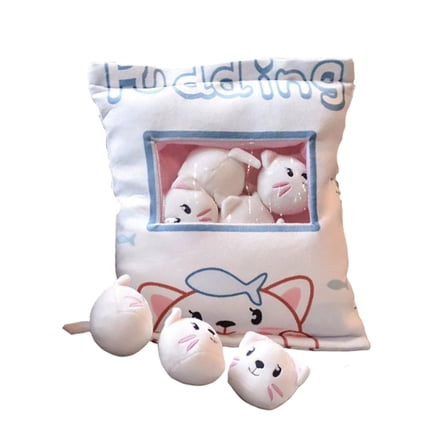 BallsFHK Cartoon bag of dolls, plush toys, creative office pillow, white cat