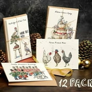 BallsFHK Christmas Clearance Twelve Days Of Christmas Card Set, 12pcs Quirky Funny Cards, Funny Christmas Custom Cards, Special For Family &Twelve Days Of Christmas Card Set