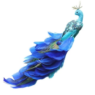 White Feathered Peacock Christmas Decor Simulation Peacock Sequin Birds  with Clip Xmas Tree Ornaments Home Garden Decorations (15.75x3.15) 