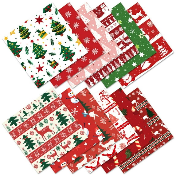 BallsFHK Christmas Patterned Paper Set, Decorative Paper For Card Making, Crafting, Scrapbooking, Decoration12pcs