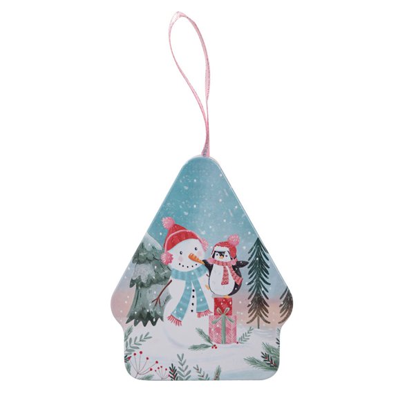 BallsFHK Christmas Tin Box, Metal Cookie Tins With Lids, Xmas Card Tin Box, Candy Storage Containers House Shaped For Gift Giving Holiday Party Gift Box