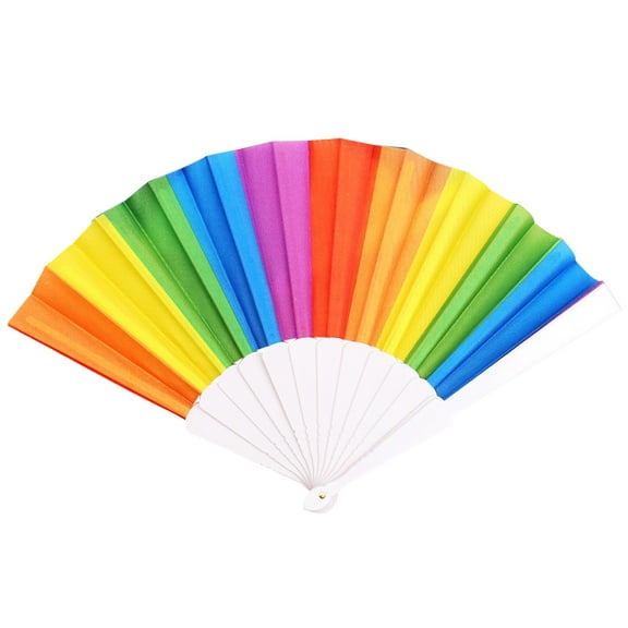 BallsFHK Color Stripe Tai Chi Fan, Plastic Dance Folding Fan, Kung Fu Fan, Fun Fan