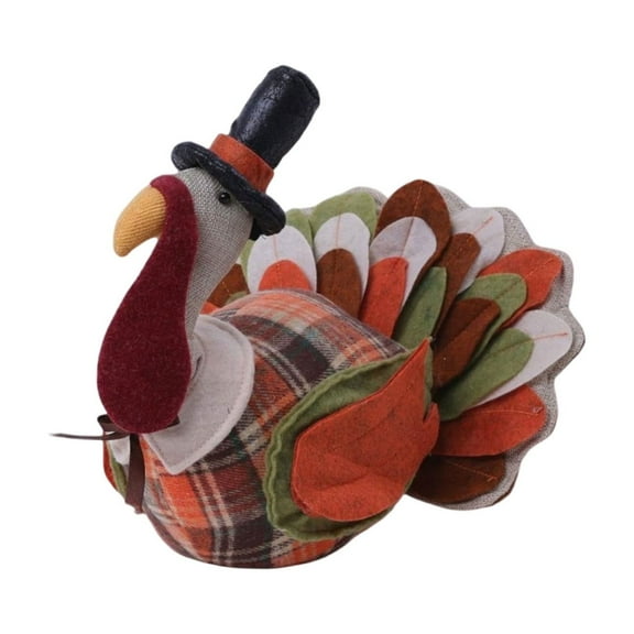 BallsFHK Cute Thanksgiving Day Decor Turkey Plush Ornaments Handmade Gobbler Gifts Fall Stuffed Turkey Doll Indoor Tabletop Decorations
