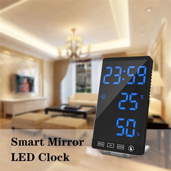 BallsFHK Digital Alarm Clock LED Mirror Clocks Table Clock With Weather Temperature