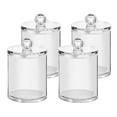 thumbnail image 1 of BallsFHK Glass Holder Dispenser For Bathroom Clear Canister Jar For Cotton Swabs, Balls, Pads, Floss Picks, Small Containers For Makeup Storage, 1 of 2