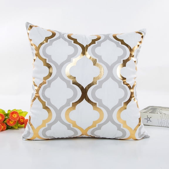 BallsFHK Gold Foil Printing Pillow Case Sofa Waist Throw Cushion Cover Home Decor