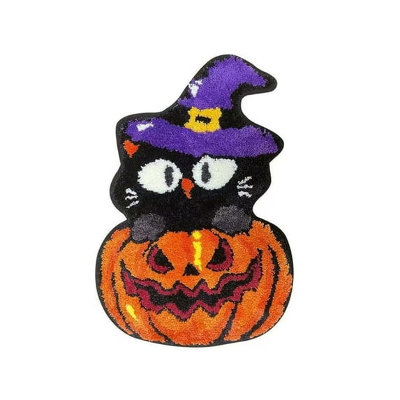 BallsFHK Halloween Bathroom Rugs, Evil Pumpkin Bath Mat Microfiber Washable Non Absorbent Fall Pumpkin Orange Bathmats Halloween Decor For Shower Tub Kitchen Bedroom