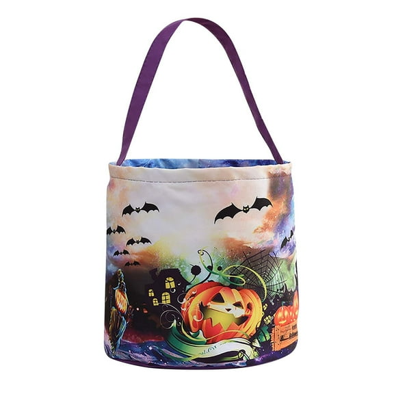 BallsFHK Halloween Candy Bags with LED Light, Trick or Treat Bags Reusable Goody Bucket Halloween Party Bags Light Up Candy Bags for Kids Halloween Supplies Favors Decorations