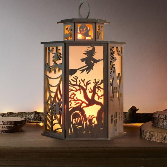 BallsFHK Halloween LED Lantern Lights Decorations Indoor, Small Vintage Style Flameless Lantern Skull Skeleton Pumpkin Witch Decorative Lamp for Indoor Outdoor Decoration Halloween Candle Light
