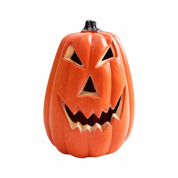 BallsFHK Halloween Pumpkin Lantern, Light up Jack O Lantern-Terracotta Pumpkin Ornament, Holiday Pre-lit Pumpkin Lights-Halloween Decoration for Indoor Outdoor Tabletop Decorations