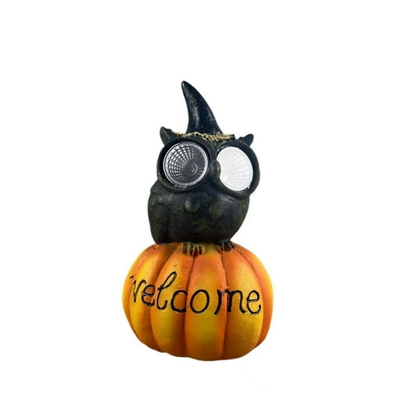 BallsFHK Halloween Resin Ghost/ Festival Solar Pumpkin Owl Ornaments Props Home Desktop Decoration Gift