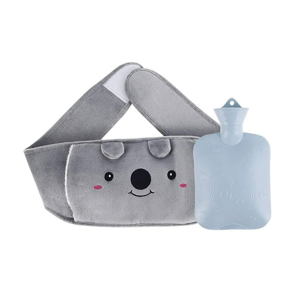 BallsFHK Hot Water Bottle With 2 Pack Cover, 1L Rubber Warm Water Bag, Hot Winter Water Pouch With Soft Plush Waist Belt For Hand Waist Warmer