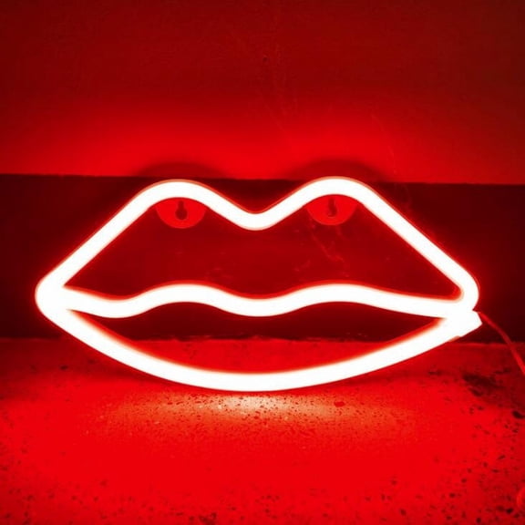 BallsFHK LED Neon Sign Night Light Lip Light Wall Decoration Christmas Wedding