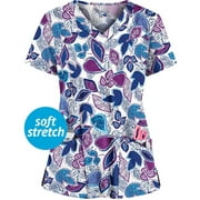 BallsFHK Ladies Short Sleeve V-neck Pocket Workwear Top Scrub Tops Women