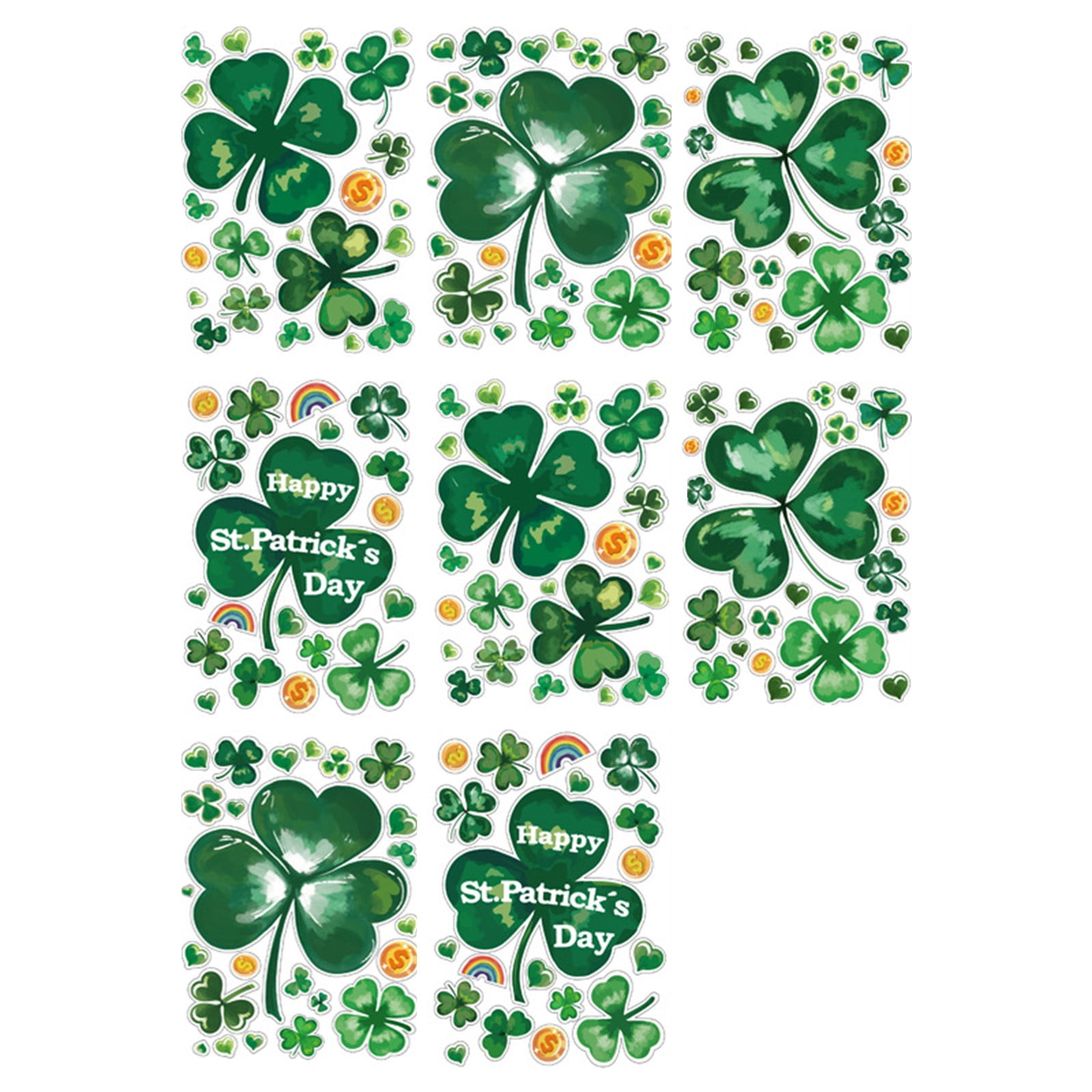 BallsFHK New Shamrock Decorations Static Glass Window Stickers Shamrock ...