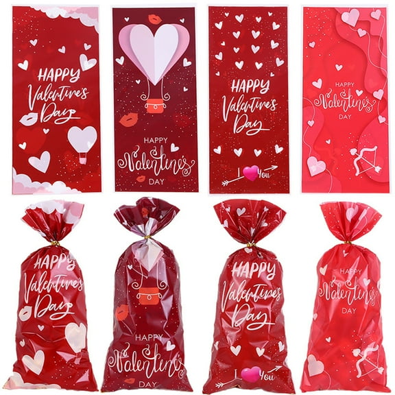 BallsFHK New Valentine's Day Candy Bag Love Pattern OPP Four-color Mix
