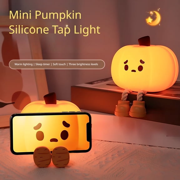 BallsFHK Night Light Cute Lamp Pumpkin Touch Sensor Christmas Silicone LED Rechargeable