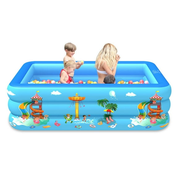BallsFHK Paddling Pools For Kids Small, 130 X 85 X 50cm Inflatable Rectangular Kids Pool