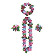 BallsFHK Party Hawaiian Garland 12-color Petal Necklace, Bracelet, Four-piece Set, Holiday Event Dress-up Accessories